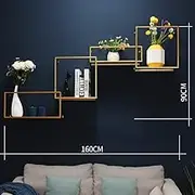 Metal Wire Floating Shelves - Modern Home Decor Photo Display Hanging Shelf for Living Room - Cube Wall Mounted Storage Shelves on