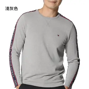 【Tommy Hilfiger】Tommy Hilfiger 簡約休閒純棉 袖子串標LOGO字樣 長袖薄款T恤(美版版型偏大)