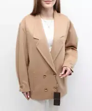 NWT! Authentic Women's GUCCI Camel Wool Coat Overcoat Gold Button RARE 40 ~S/M