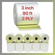 Pokanic 3" x 90' 2 Ply White Canary Carbonless Paper Rolls Kitchen Receipt Printer POS Cash Register Compatible with Clover Epson SNBC Star Sam4s Ellix Bixolon Printers (10 Rolls, 3" x 90 ft 2 Ply)