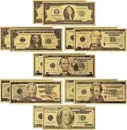 LONG7INES USA president 1/2/5/10/20/50/100 Dollar Bill Banknote, 24k Gold Coated Legacy Limited Edition Chief Executive Banknote Bill Great Gift for Coin Currency Collectors and Republican (14 Pack)