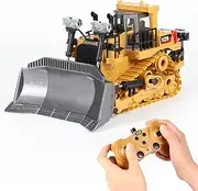Remote Control Bulldozer RC 1/24 Full Functional Construction Vehicle, 2.4Ghz 9 Channel Dozer Front Loader Toy with Light and Sound Suitable for Children Over 3 Years Old