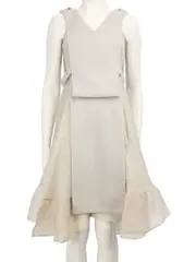 Grey V-Neck Midi Layered Dress