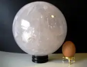 Giant 6.8kg 16.5cm Crystal Clear Quartz Ball Orb Sphere on Rosewood Stand