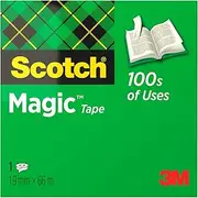 Scotch Magic Tape, 1 Roll, 19 mm x 66 m - General Purpose Sticky Tape for Document Repair, Labelling & Sealing