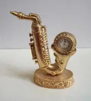 Gold Finish Musical Instrument TUBA Mini Collectible Fashion Desk Clock