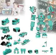 Constructo Modular Transforming Toy Set, 35 PCS Magnetic Assembled Toy, Magnetic Engineering Car Toy, Deformable Magnetic Truck Robot Set for Kids 2 Years+ (Military Series)