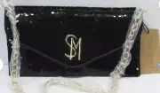 STEVE MADDEN Black Sequin Clutch/Crossbody Bag Gold-Tone Detachable Chain NWT