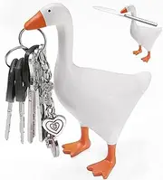 Magnetic Key Holder,Cute Goose Resin Statue Home Decor,Animal Figurines Keys Holder, for Keys,Glasses, Bells,Kawaii Room Table Desk Decor Sculpture Funny Bedroom Decor Housewarming Gift (Orange Duck)