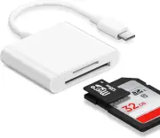SD/TF Card Reader for Iphone Ipad Camera, 2-In-1 Dual Card Slot Memory Card Read