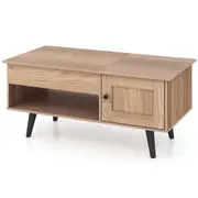 Giantex Lift Top Coffee Table Living Room Table w/Open Shelf Home Office Center Table Rustic Natural