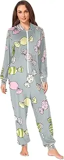 [AIXIWAWA] Adult Onesie Pajamas, One Piece Pajama Jumpsuits for Men Women Zip Front Unisex (Colourful Candies), Colored, Small