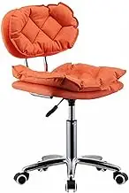 Saddle Stool with Back Support,Hydraulic Height Rolling Chair,Adjustable 75-90cm,Thick Seat Padding Office Chair,for Beauty Clinic Home,Load 440LBS(Orange)
