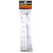 Ultracharge 6-Socket Standard Power Strip Board 1m Extension Outlet (White)