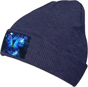 Blue Butterfly Womens Mens Winter Knitted Beanie Hat,Thick, Soft & Warm Chunky Beanie Hats,for Cold Weather