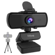 FIFINE 1440p Full HD PC Webcam with Microphone, tripod, for USB Desktop & Laptop