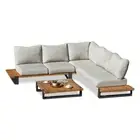 Tulum Outdoor Corner Lounge Setting with Coffee Table | Raw Natural Teak Timber