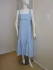 Theory Tie-Back Linen Blend Midi Dress in Skylight Size:M $395 NWT