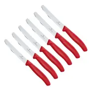 6x Victorinox 10cm Wavy Edge Pointed Tip Paring Knife Serrated Cheese/Bread ORNG
