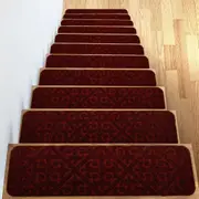 Stair Treads Carpet Non-Slip Indoor Stair Runners for Wooden Steps, Stair Rugs for Kids and Dogs, Set of 15, 8" X 30",Embossing Burgundy