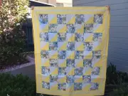 Handmade patchwork quilt.Kids/baby quilt. Cute koalas in lemon (#190)