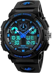 [SKMEI] Sport Digital Men Watch Waterproof LED Military Watches Analog Quartz Wristwatch For Men and Boys-Blue