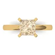 1.5Ct Princess Cut VVS1 Natural Morganite Solid Gold Solitaire Engagement Ring