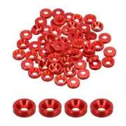 M2 Cone Cup Countersunk Washers,Anodized Aluminum for Screw RC,60PCS(Dark Red)