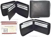 Leather RFID wallet, Men's zip around leather 2 billfolds 12 cards BR New in Box