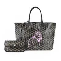 在飛比找ETMall東森購物網優惠-GOYARD 拓印兔子帆布LOGO購物包-小/黑