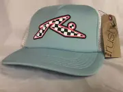 Rusty Trucker Hat Blue White Pink Black Checkboard Adjustable NWT Womans