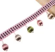 Fringe Trim，Curtain Tassels， 12 Yards Hanging Ball Tassel Fringe Beaded Decorative Trim for Curtain Sofa Tablecloth DIY Crafts Sewing Ribbon Trim(Pink)