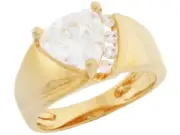 10k or 14k Yellow Gold 7mm Trillion CZ Ring Round Channel Set Side Accents