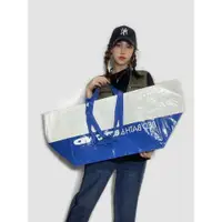在飛比找ETMall東森購物網優惠-巨大！出口大容量編織環保袋單肩防水購物袋大號超市買菜包收納袋