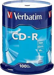 Verbatim CD-R Recordable Media Spindle 700MB/80 Minutes Pack of 100