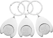 [HOODANCOS] 3Pcs Metal Trolley Token Keychain Portable Shopping Cart Key Ring Holder Trolley Accessory for Supermarkets Easy to Attach Keychain Ornament