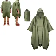Outdoor Rain Poncho 3 in 1 Hooded Rain Poncho Water-resistant Lightweight Raincoat Jacket for Men Women Adults