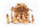 Handcrafted Olive Wood Nativity Scene/Wood Nativity Set (10" Height Crèche