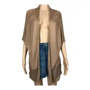 SUZANNE GRAE *NEW* Sz L (14) Beige Womens Knit Open Front Casual Cardigan