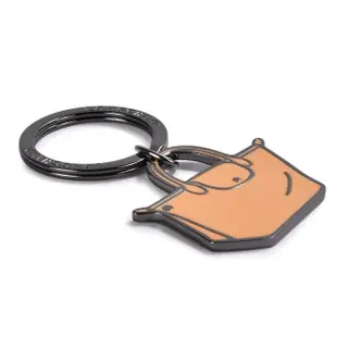 【LONGCHAMP】Le Pliage金屬質感五金LOGO經典包包造型鑰匙圈(橙色)