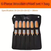 6Pcs Set Flat Chisel Chrome Vanadium Steel Through Handle Woodworking Tools