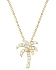 14K Diamond Palm Tree Necklace 0.13 ct.