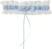 [AWOCAN] Wedding Garter Bridal Wedding Dress Flower Elastic Bridal Garters with bow, lace,Blue Bridal Stocking Flower Ornaments