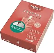Bolsius Tealight Candles - Clear Cup - White - Box of 24 Transparent Tealights - Long Burning Time of 6 Hours - Interior Decoration - Unscented - No Drip - Smokeless - Natural Vegan Wax - No Palm Oil