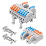 10pcs Din Rail Press Quick Terminal Blocks Splicing Wire Connectors(2 in 8 out)