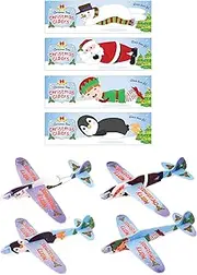 HENBRANDT 12 x Xmas Gliders for Kids - Polystyrene Flying Plane Glider Toy Christmas Stocking Fillers