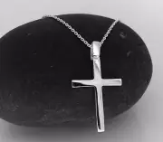 Sterling Silver Solid Cross and 18 Inch Chain UK Supplier Free Box