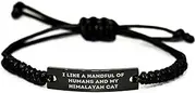 [Generic] Himalayan Cat Lover Graduation Gift, I Like A Handful Of Humans And My Himalayan Cat Rope Bracelet, Adjustable Black Stainless Steel with Braided Rope, Small, Nylon, no gemstone