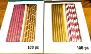 200 Paper Straws (2 PACK OF 100) Recollections gold violet lilac
