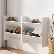 [Artiss] Shoe Rack, 2-Tier Wall Mounted Shoes Organiser Storage Organizer Display Shelf Open Shelves, Hold up to 12 Pairs of Shoes, Home Decor Indoor Bedroom Living Room Hallway Entryway Furniture White